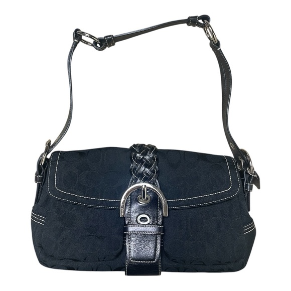 Vintage Black Coach Y2K Braided Soho Pochette Baguette Shoulder Mini-Bag Purse - Picture 5 of 12